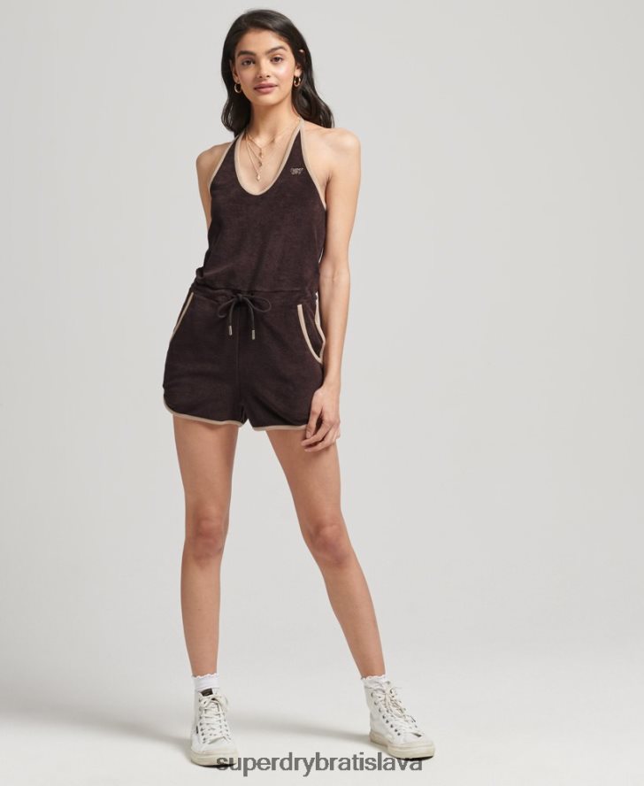 Superdry ženy vintage ohlávka na uteráky na hranie 6B4ZTR4103 oblečenie hnedá