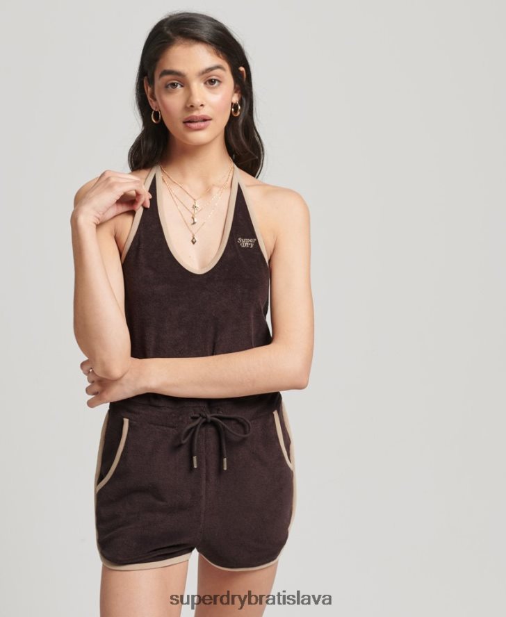 Superdry ženy vintage ohlávka na uteráky na hranie 6B4ZTR4103 oblečenie hnedá