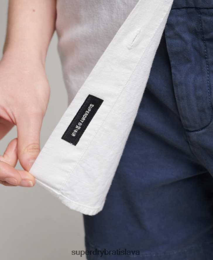 Superdry ženy ľanová priateľská košeľa 6B4ZTR2963 oblečenie biely