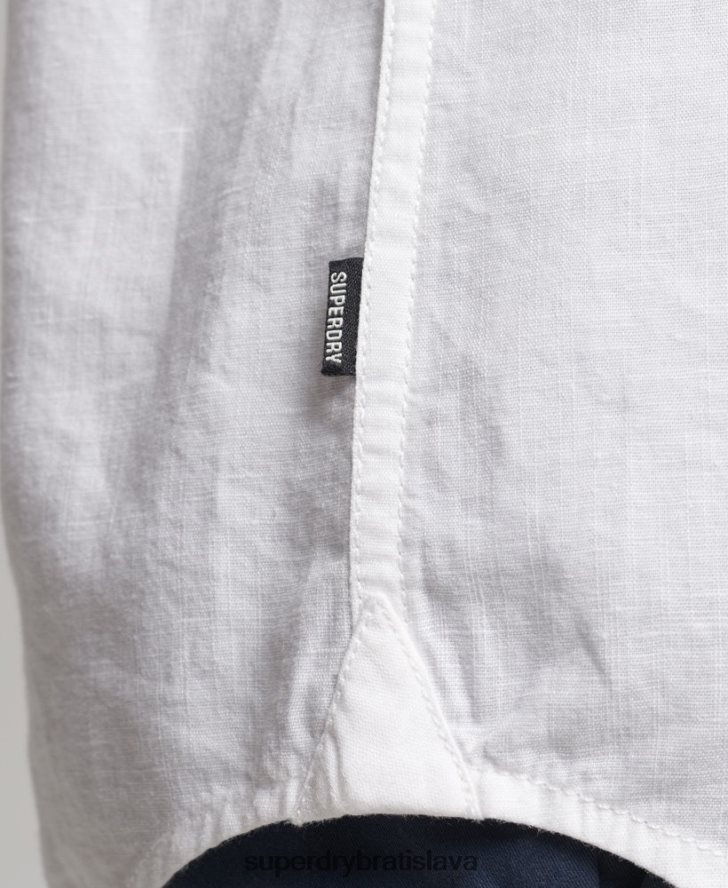Superdry ženy ľanová priateľská košeľa 6B4ZTR2963 oblečenie biely