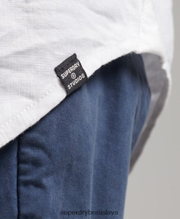 Superdry ženy ľanová priateľská košeľa 6B4ZTR2963 oblečenie biely