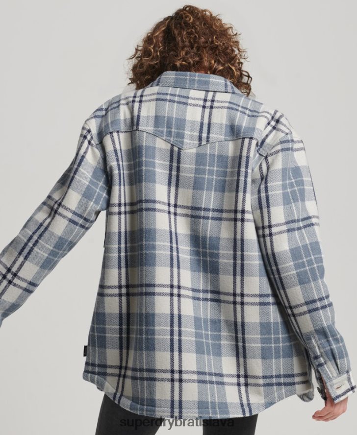 Superdry ženy borgské flanelové kárové overshirt 6B4ZTR2898 oblečenie Modrá