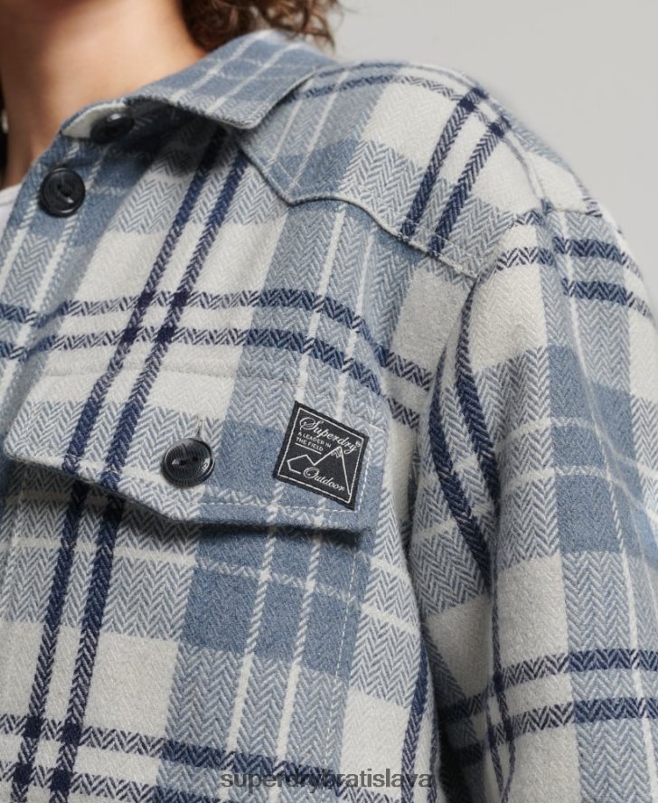 Superdry ženy borgské flanelové kárové overshirt 6B4ZTR2898 oblečenie Modrá