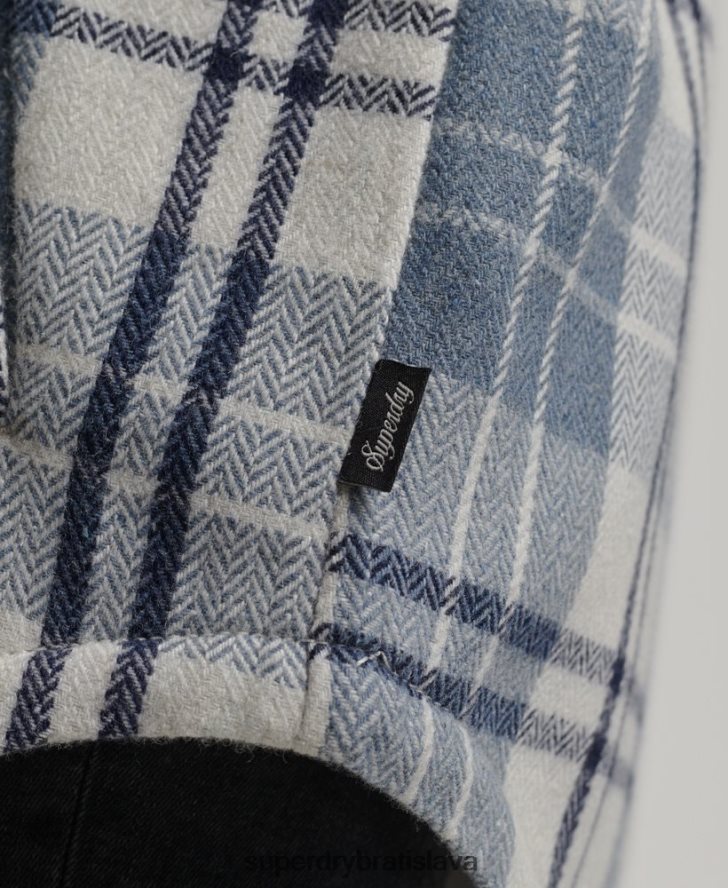 Superdry ženy borgské flanelové kárové overshirt 6B4ZTR2898 oblečenie Modrá