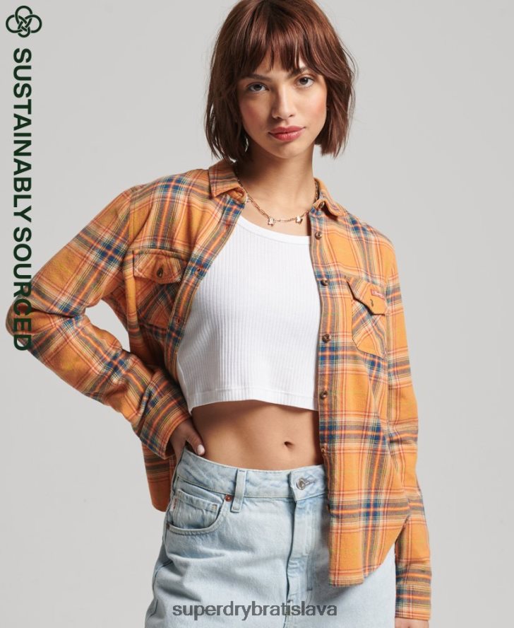 Superdry ženy klasická drevorubačská košeľa z organickej bavlny 6B4ZTR3033 oblečenie žltá