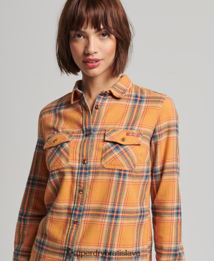Superdry ženy klasická drevorubačská košeľa z organickej bavlny 6B4ZTR3033 oblečenie žltá