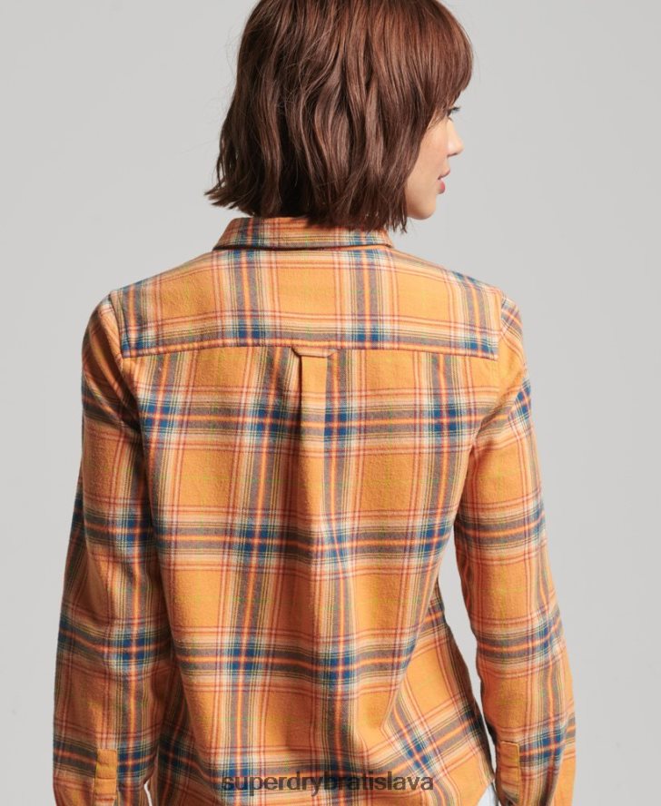 Superdry ženy klasická drevorubačská košeľa z organickej bavlny 6B4ZTR3033 oblečenie žltá