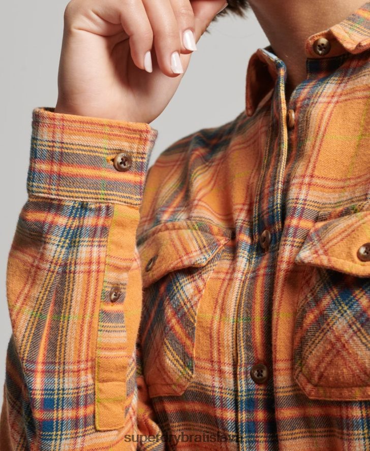 Superdry ženy klasická drevorubačská košeľa z organickej bavlny 6B4ZTR3033 oblečenie žltá