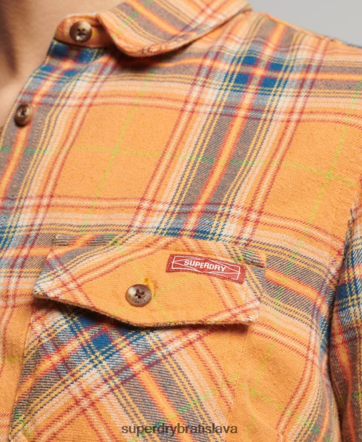 Superdry ženy klasická drevorubačská košeľa z organickej bavlny 6B4ZTR3033 oblečenie žltá