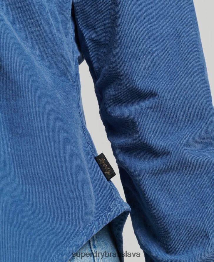 Superdry ženy šnúrová westernová košeľa 6B4ZTR3011 oblečenie Modrá