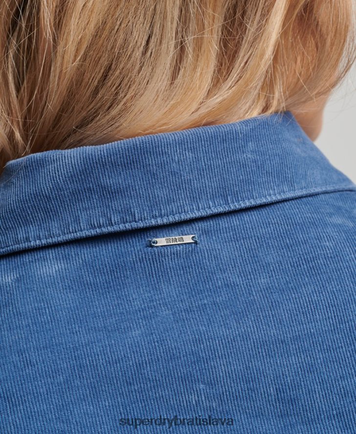 Superdry ženy šnúrová westernová košeľa 6B4ZTR3011 oblečenie Modrá