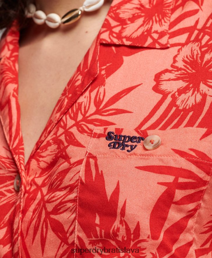 Superdry ženy plážové tričko 6B4ZTR2022 oblečenie koralový