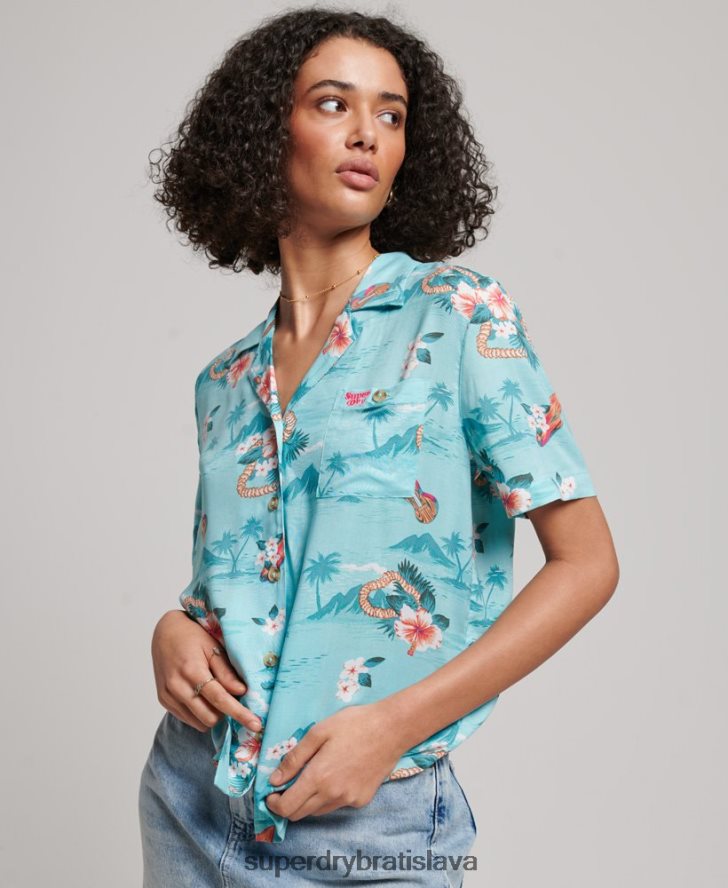 Superdry ženy plážové tričko 6B4ZTR2874 oblečenie svetlo modrá