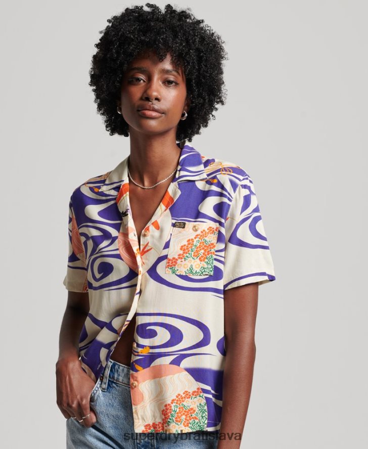 Superdry ženy plážové tričko 6B4ZTR2904 oblečenie Modrá