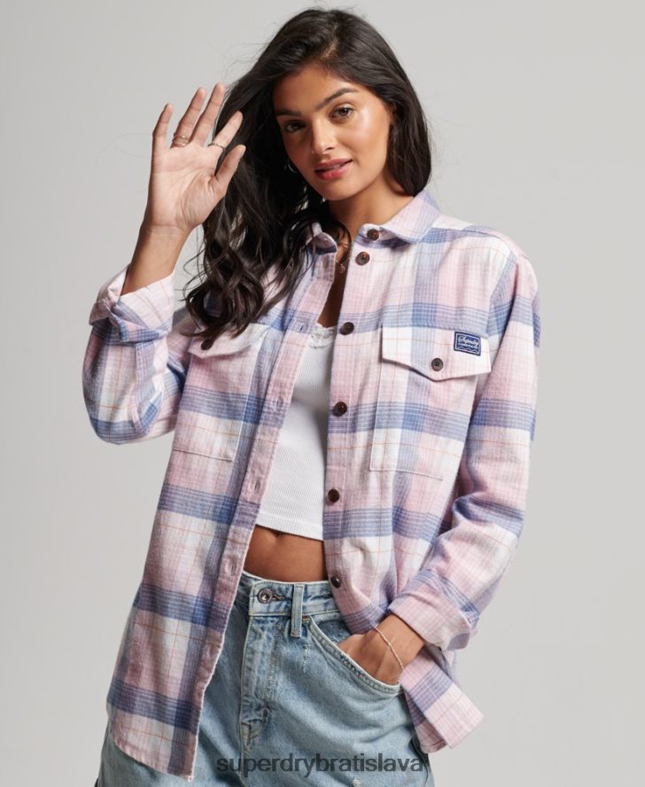 Superdry ženy vintage check overshirt 6B4ZTR1958 oblečenie Ružová