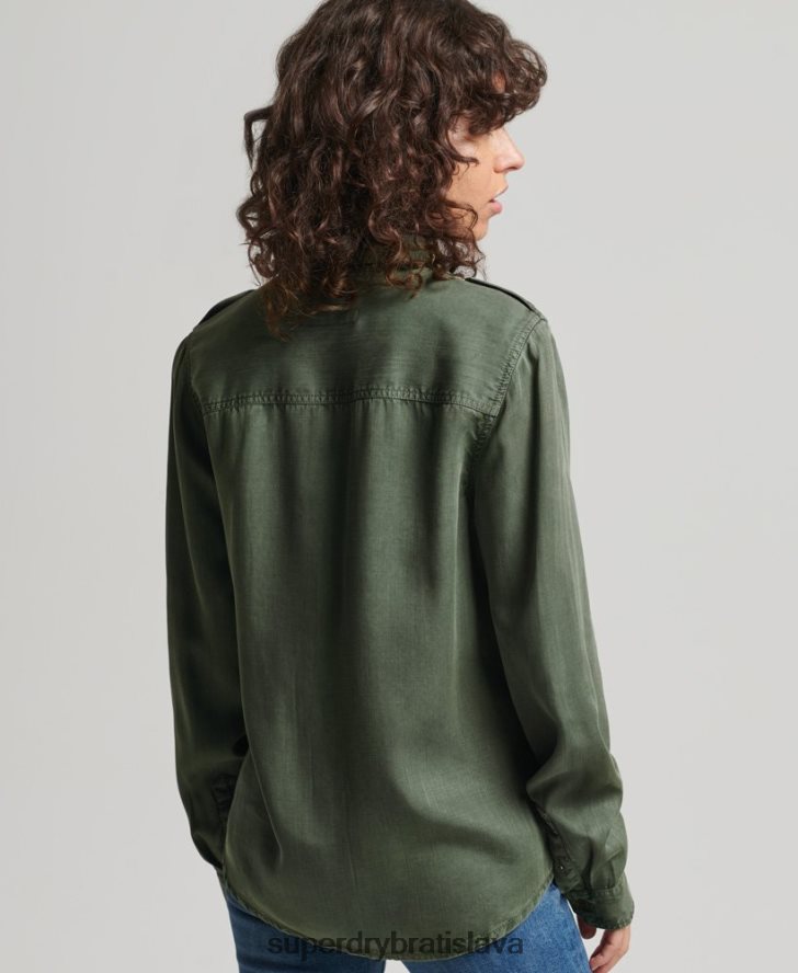 Superdry ženy vojenská košeľa 6B4ZTR2884 oblečenie zelená