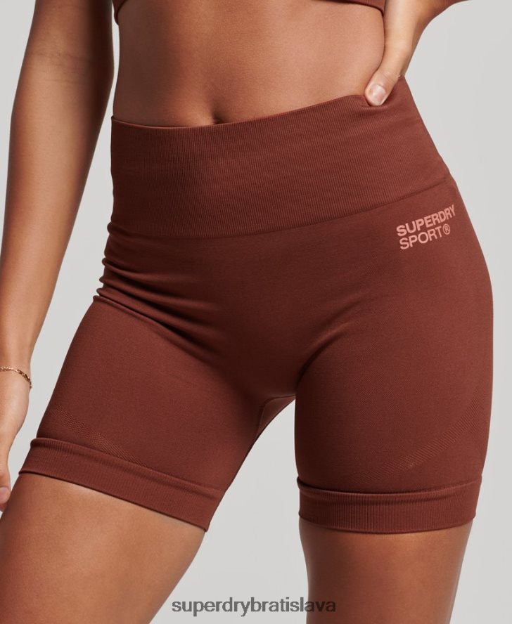Superdry ženy bezšvové šortky s jadrom 6B4ZTR3124 oblečenie hnedá