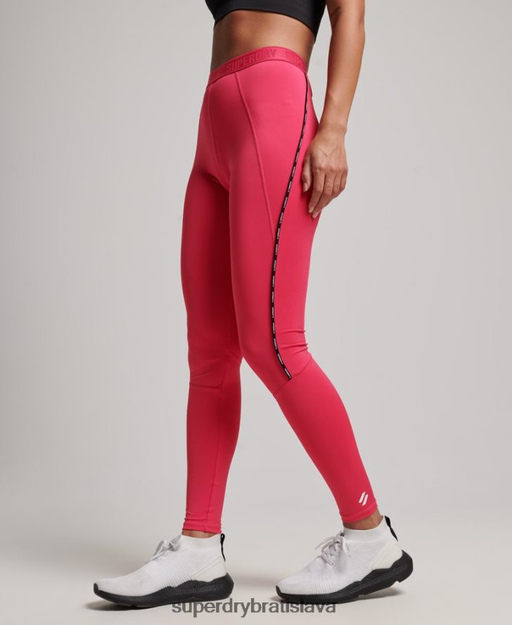 Superdry ženy cvičné značkové elastické legíny 6B4ZTR4059 oblečenie Ružová