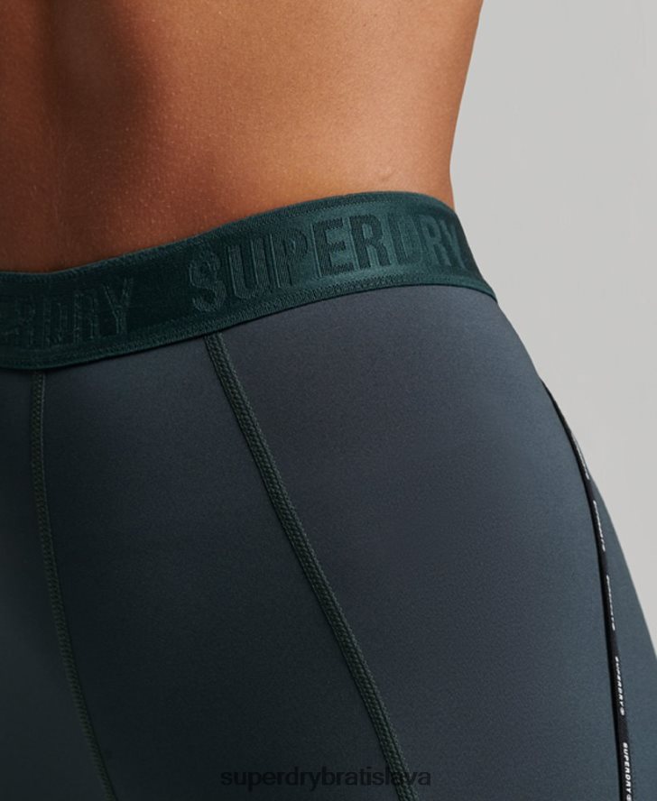 Superdry ženy cvičné značkové elastické legíny 6B4ZTR4072 oblečenie zelená
