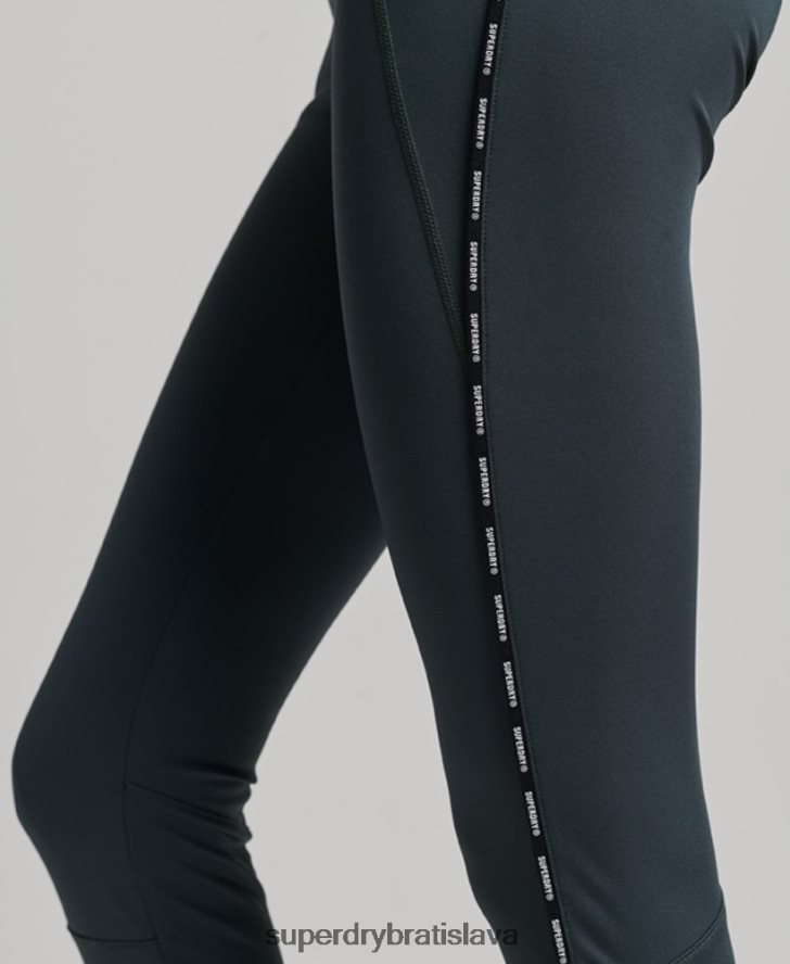 Superdry ženy cvičné značkové elastické legíny 6B4ZTR4072 oblečenie zelená