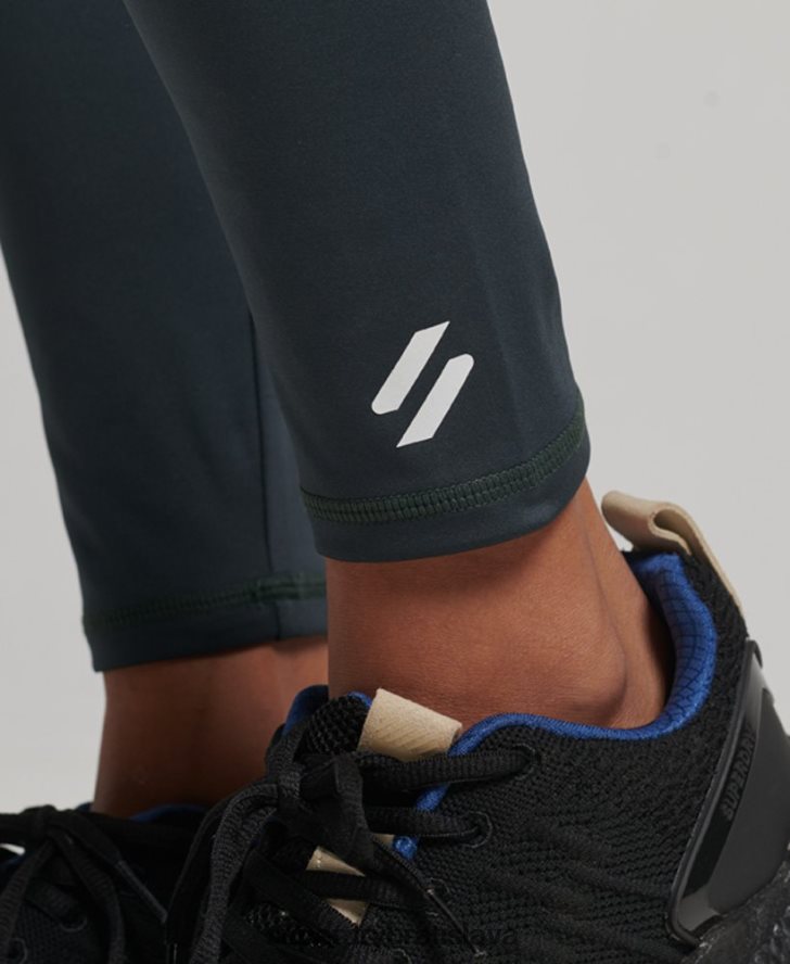 Superdry ženy cvičné značkové elastické legíny 6B4ZTR4072 oblečenie zelená