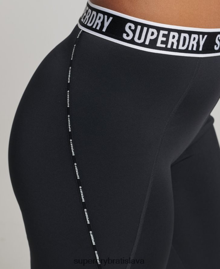 Superdry ženy cvičné značkové elastické legíny 6B4ZTR4086 oblečenie čierna