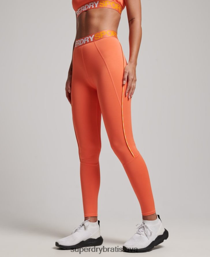 Superdry ženy cvičné značkové elastické priliehavé legíny 6B4ZTR4062 oblečenie oranžová