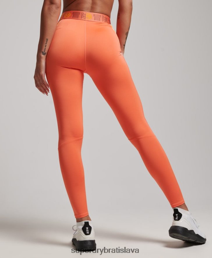 Superdry ženy cvičné značkové elastické priliehavé legíny 6B4ZTR4062 oblečenie oranžová