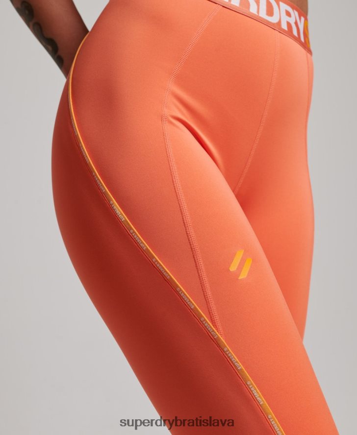 Superdry ženy cvičné značkové elastické priliehavé legíny 6B4ZTR4062 oblečenie oranžová