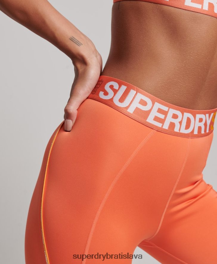 Superdry ženy cvičné značkové elastické priliehavé legíny 6B4ZTR4062 oblečenie oranžová