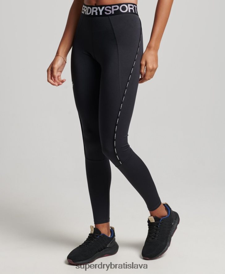 Superdry ženy cvičné značkové elastické priliehavé legíny 6B4ZTR4082 oblečenie čierna