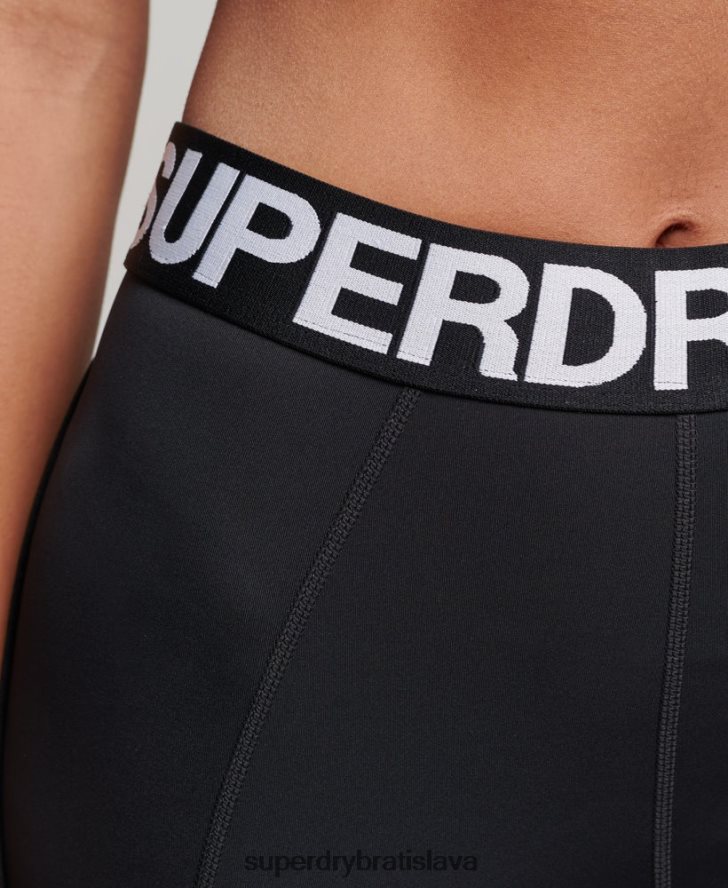 Superdry ženy cvičné značkové elastické priliehavé legíny 6B4ZTR4082 oblečenie čierna