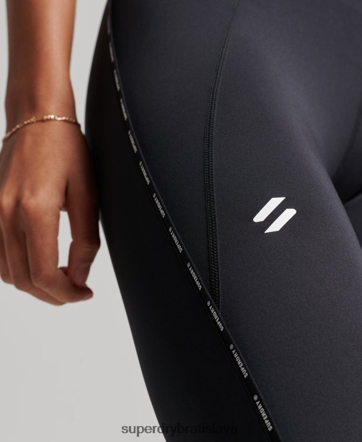 Superdry ženy cvičné značkové elastické priliehavé legíny 6B4ZTR4082 oblečenie čierna