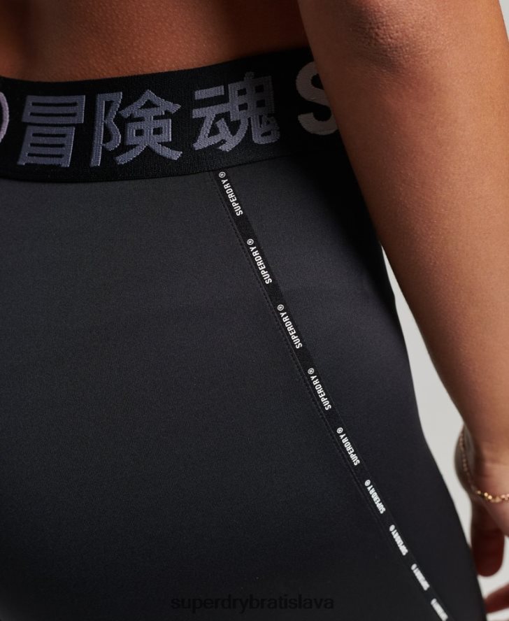 Superdry ženy cvičné značkové elastické priliehavé legíny 6B4ZTR4082 oblečenie čierna