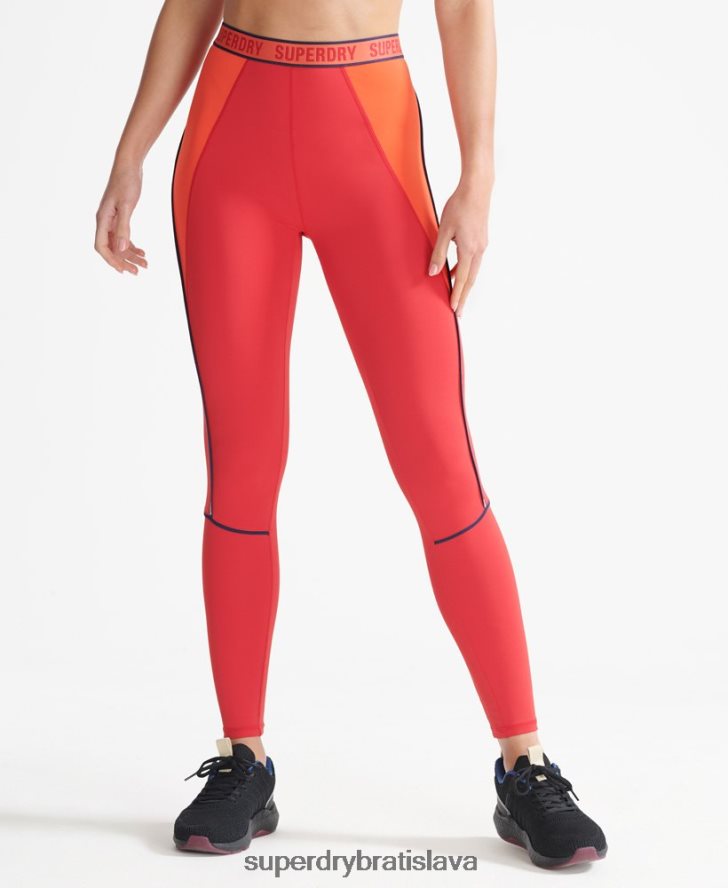 Superdry ženy cvičné značkové elastické priliehavé legíny 6B4ZTR4085 oblečenie červená