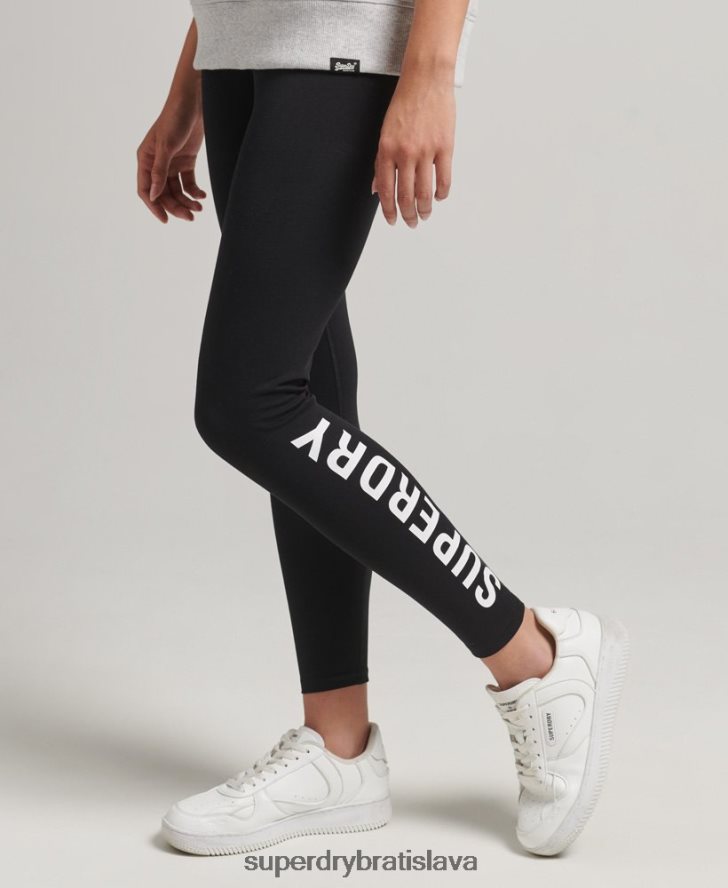 Superdry ženy elastické legíny s grafickým logom 6B4ZTR6661 oblečenie čierna