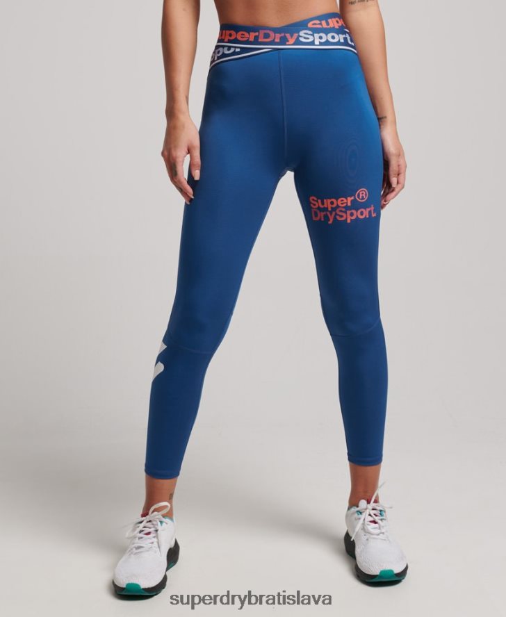 Superdry ženy tréningové crossové 7/8 legíny 6B4ZTR4056 oblečenie Modrá