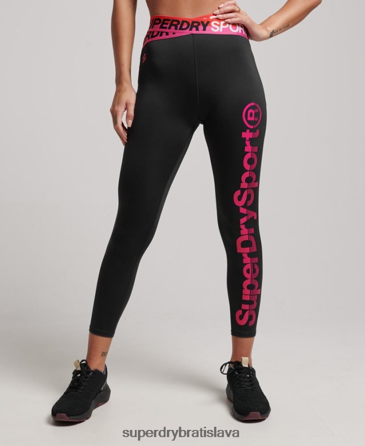Superdry ženy tréningové crossové 7/8 legíny 6B4ZTR4065 oblečenie čierna