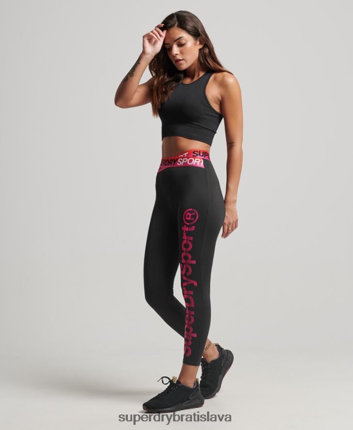 Superdry ženy tréningové crossové 7/8 legíny 6B4ZTR4065 oblečenie čierna