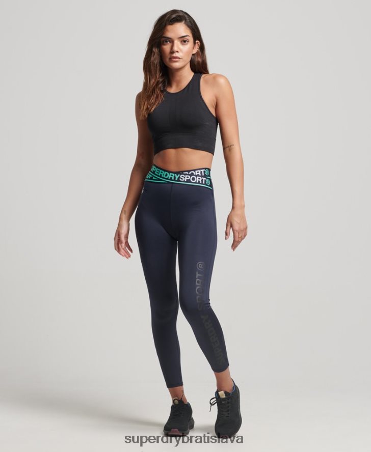 Superdry ženy tréningové crossové 7/8 legíny 6B4ZTR4081 oblečenie námorníctvo