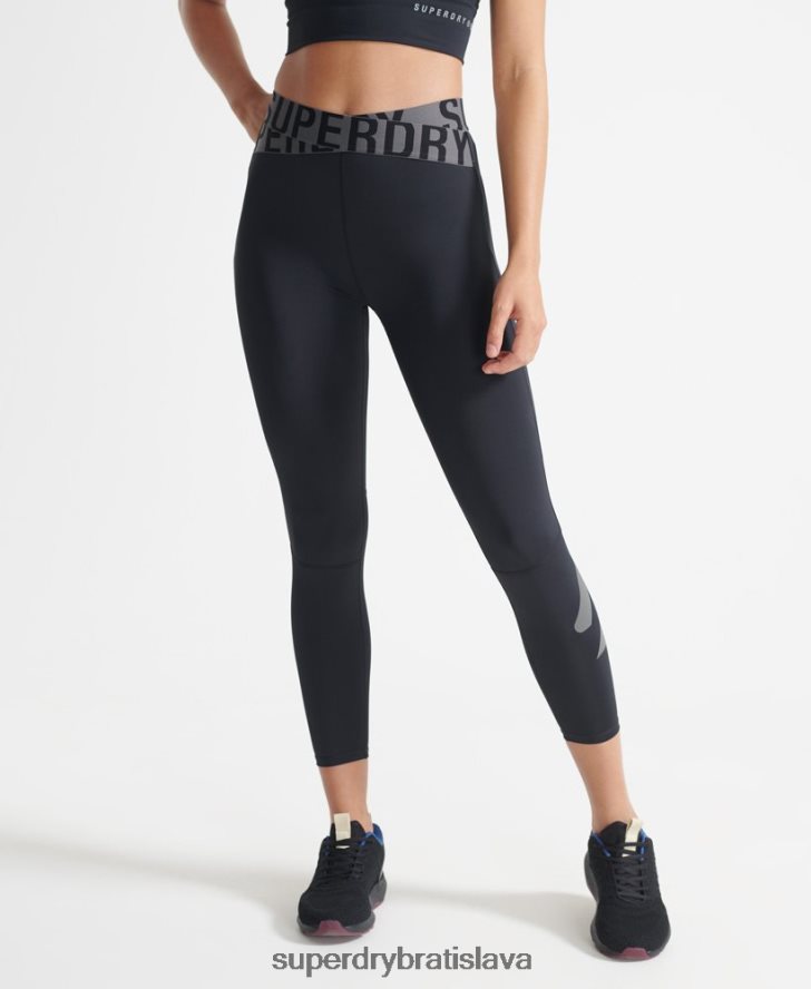 Superdry ženy tréningové crossové 7/8 legíny 6B4ZTR4083 oblečenie čierna
