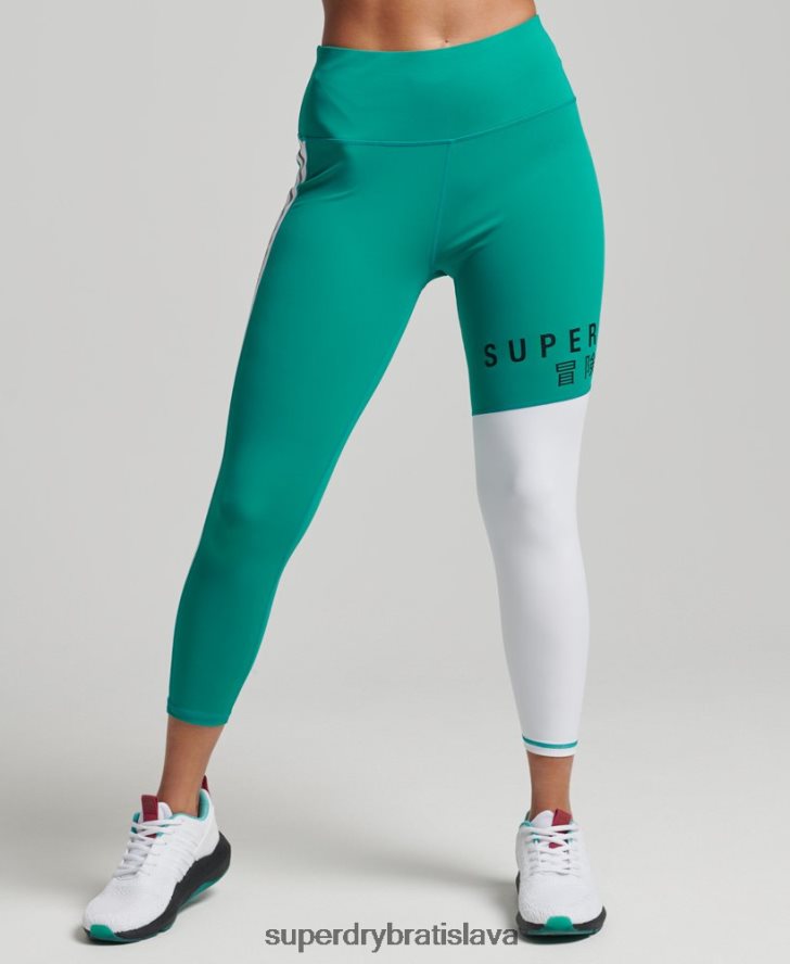 Superdry ženy tréningové grafické 7/8 legíny 6B4ZTR4089 oblečenie zelená