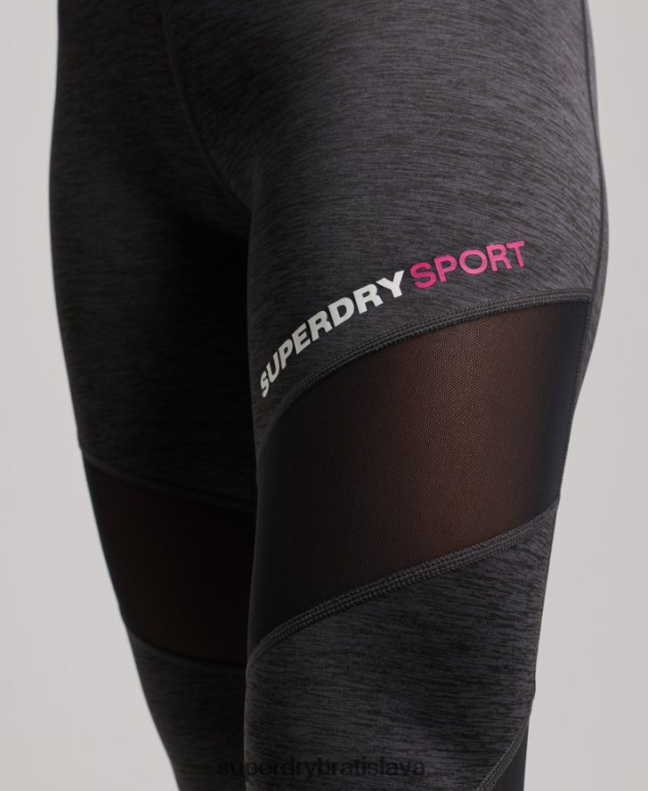 Superdry ženy tréningové legíny zo 7/8 sieťoviny 6B4ZTR4041 oblečenie tmavošedý