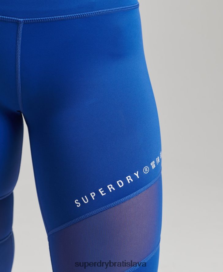 Superdry ženy tréningové sieťované 7/8 legíny 6B4ZTR6336 oblečenie Modrá