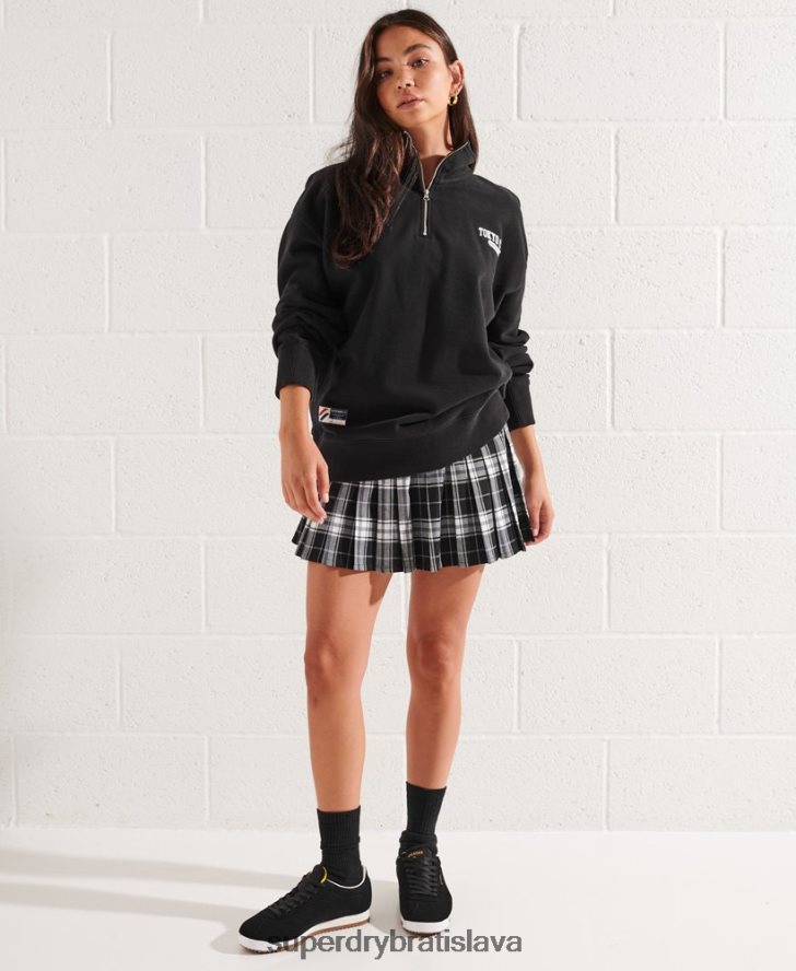 Superdry ženy City College oversized half zip track top 6B4ZTR3345 oblečenie čierna
