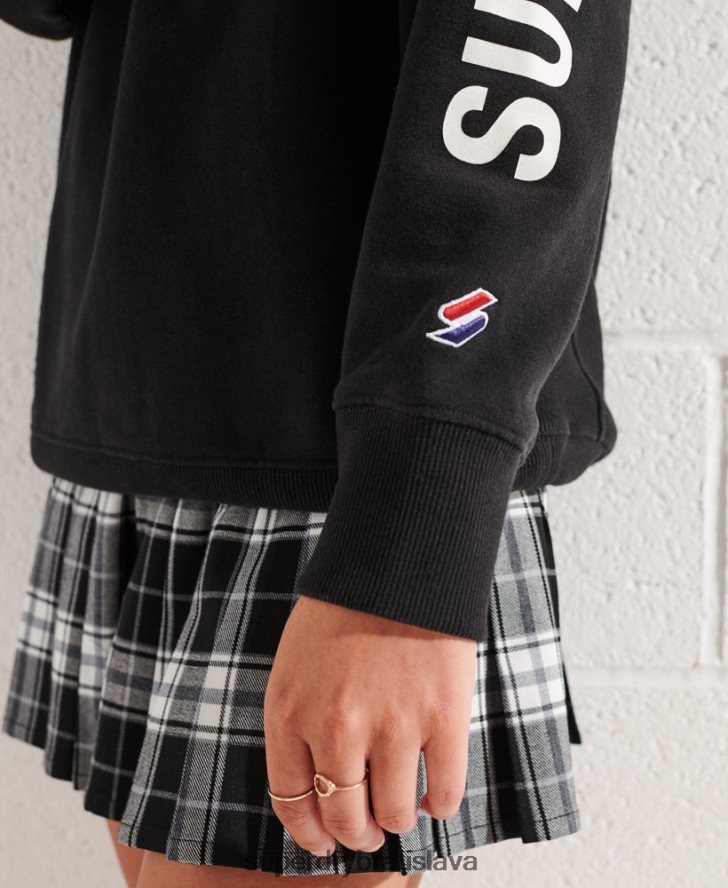 Superdry ženy City College oversized half zip track top 6B4ZTR3345 oblečenie čierna