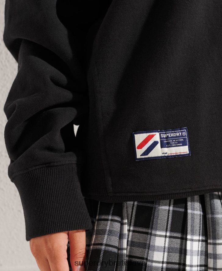 Superdry ženy City College oversized half zip track top 6B4ZTR3345 oblečenie čierna