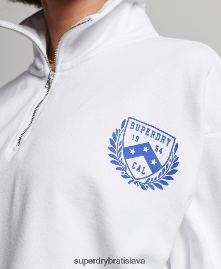 Superdry ženy City College oversized half zip track top 6B4ZTR5807 oblečenie biely