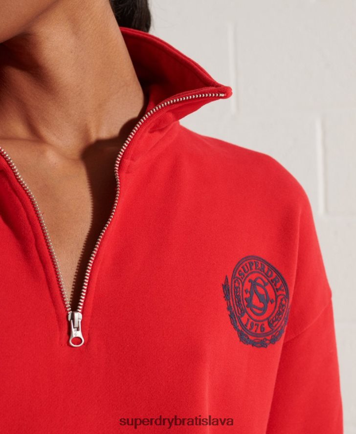 Superdry ženy City College oversized half zip track top 6B4ZTR5959 oblečenie červená