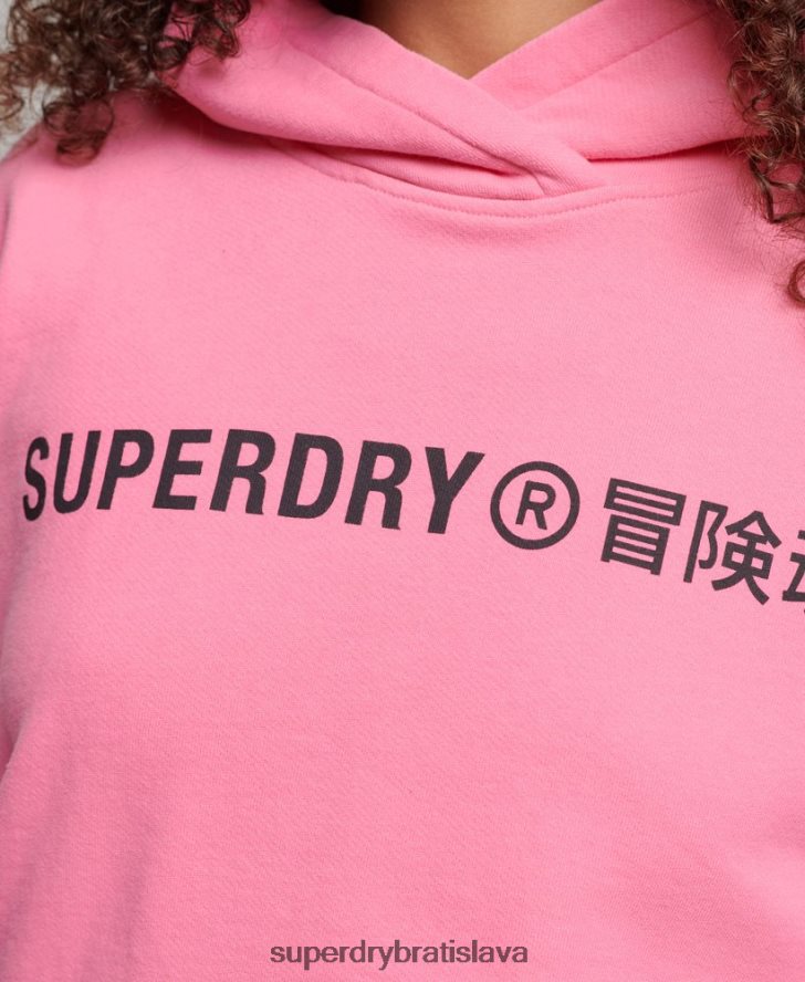 Superdry ženy Core sport crop box mikina s kapucňou 6B4ZTR2303 oblečenie Ružová